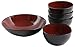 Gibson Bowl Dinnerware set, 5 Piece, Burgundy/Black.
