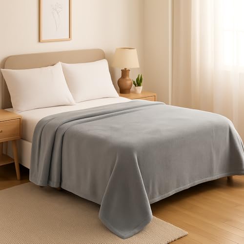 Manta Casal de Microfibra Fleece | Cobertor Macio e Quentinho, Dupla Face, 1,80m x 2,00m – Cinza