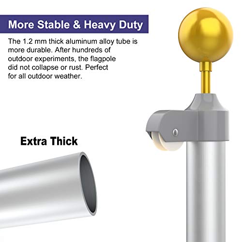 IIOPE 25 FT Flag Pole Kit, Heavy Duty Aluminum Outdoor In Ground