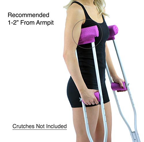 Crutcheze Premium USA Made Crutch Pad and Hand Grip Covers | Comfortable Underarm Padding Washable Breathable Moisture Wicking Orthopedic Products Crutches Accessories (Pink Heather)