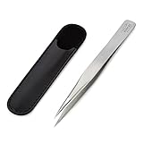 Splinter Tweezers. Surgical Quality Stainless Steel Tweezers With Micro-Fine Tip. Great For Removal of Ingrown Hairs, Stitches, Ticks. Comes With Faux Leather Case. Guaranteed For Life.
