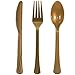 Tiger Chef Gold Plastic Silverware Set - Heavy Duty Plastic Cutlery - Disposable Flatware- Includes 32 Forks, 32 Teaspoons, and 32 Knives (Gold, 96)