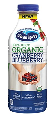 Ocean Spray 100% Juice, Organic Cranberry Blueberry, 1 Liter Bottle