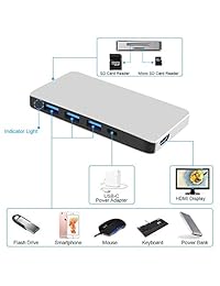 Neefeaer   Puerto USB C 7 en 1 con adaptador USB tipo C con salida HDMI 4K, puerto de carga tipo C, 3 puertos USB 3.0, lector de tarjetas SD Micro SD para MacBook, Chromebook PC y más