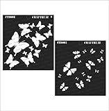CrafTreat Stencil - 2 Step Butterfly | Reusable Painting Template for Journal, Home Decor, Crafting, DIY Albums, Scrapbook and Printing on Paper, Floor, Wall, Tile, Fabric, Wood 6