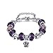 Elegant Silver European Charm Bracelet Purple Murano Glass Beads Bracelets (7.8inch/20cm) DB0009P-20