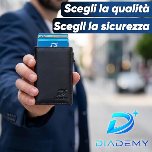 DIADEMY Men's Slim Wallet in Ultra High Quality Microfibre, Credit Card Holder for Men, Small but Large Size, RFID / NFC Card Holder, Coin Pocket, Magnetic Closure