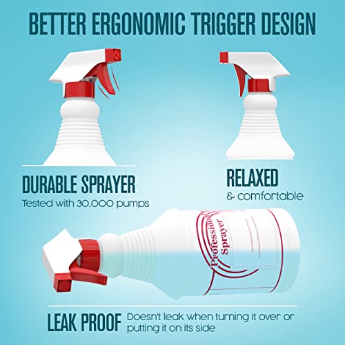 Spray Bottles, Empty Sprayer Bottle, Heavy Duty Cleaning Nozzle, 24oz