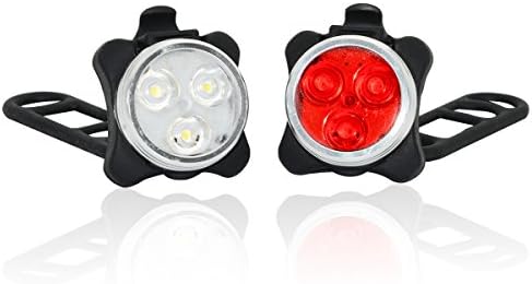 USB Rechargeable Bike Light Set,Super Bright LED,4 Light Mode Options,Waterproof Bike Headlight and Taillight Combination(Includes USB Cable)
