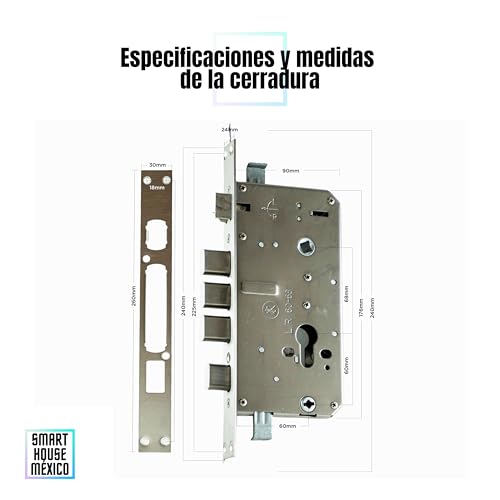 Cerradura Electrónica Inteligente Wifi De Seguridad. Con Reconocimiento Facial, Timbre y 6 Métodos De Apertura: Cara, Huella, Códigos, Tarjetas, Aplicación, Llave. Spectrum