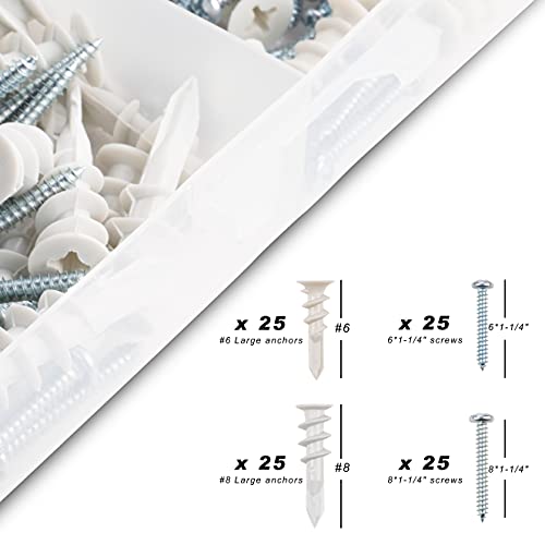 USA Stock Self Drilling Plastic Drywall Anchors and Screws Kit 100