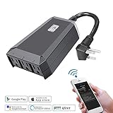 Waterproof Wifi Smart Plug Extender, Electrical Multi Outlet Splitter 3 Way AC Power Socket Surge Protector, Outdoor Outside Remote Control for Christmas Light Timer, Compatible with Alexa Google Home