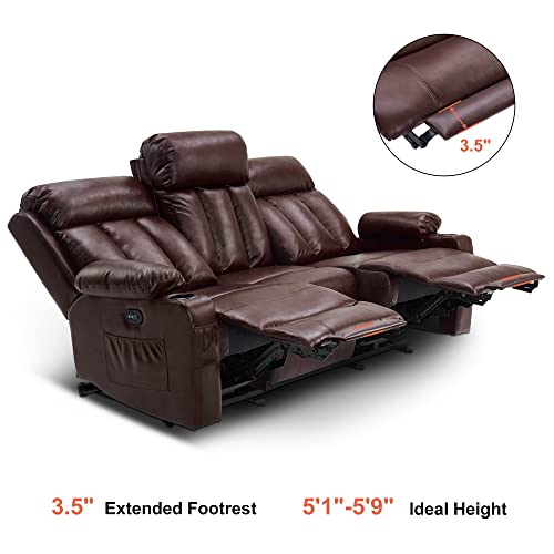 Power Reclining Sofa with Heat and Massage,USB Ports, Cup