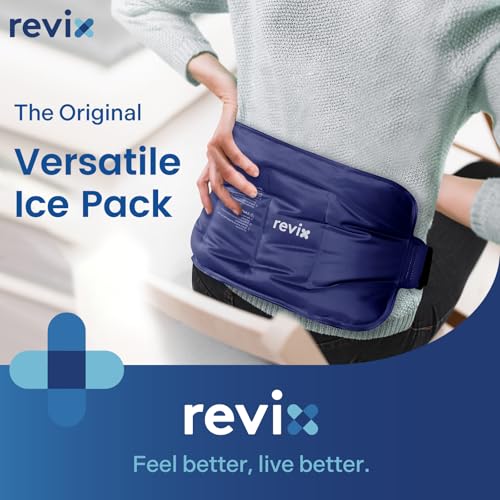 REVIX Ice Pack for Injuries Reusable Gel for Lower Back, Cold Packs for Back Shoulder, Elbow, Hip, Leg, Wrap Around Entire Knee, Soft Cold Compress,16 × 9" Navy