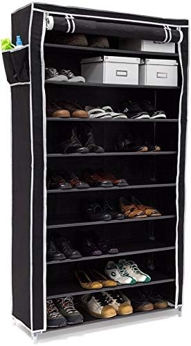 Maxxgarden Meuble A Chaussures Avec Housse En Toile Armoire 10 Couches Etagere Chaussures Avec Zip 88x30x160cm Amazon Fr Cuisine Maison