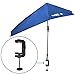 SolPro Clamp-On Shade Umbrella – 4 Way Clamp Umbrella with 360 Degree Swivel and Push Button Hinge. Great for Beach Chairs, Bleachers, Strollers, Wagons, Wheel Chairs or Golf Carts-Blue