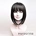 RUISENNA Women Black Bob Wigs Synthetic Yaki Hair Wigs Short Straight wig 100% Heat Resistant Fiber Wigs For African American