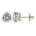 14K Gold Post & Sterling Silver Made with Swarovski Zirconia 3 Prong Martini Style Stud Earrings 1.0ct to 4ct