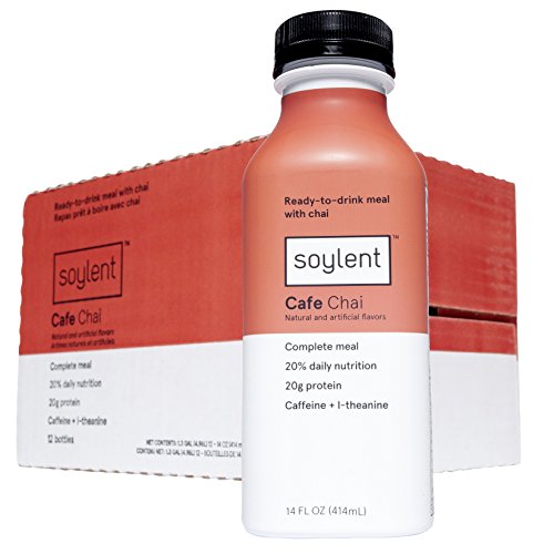 Soylent Meal Replacement Drink, Cafe Chai, 14 oz Bottles, 12 Pack