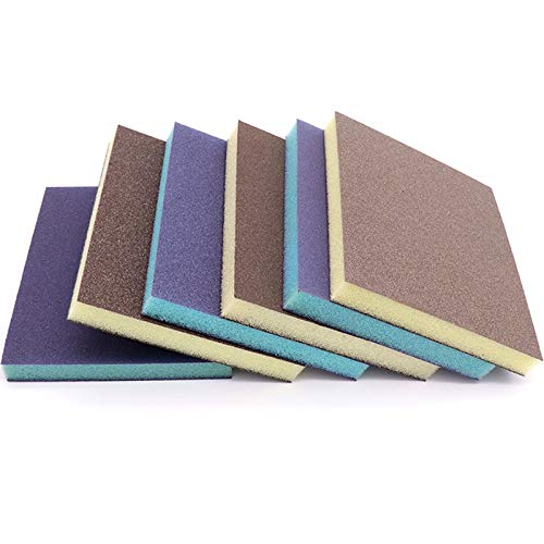 Maslin 2pcs Grits 60 80 120 180 240 320 400 600 Double Side Abrasive Tools Polishing Sponge Sandpaper/Sanding Sponge Pad - (Grit: 220, Color: Grey)