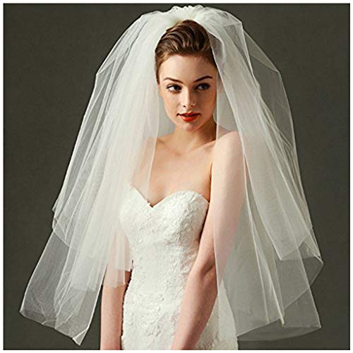 CanBBridal Wedding Veils Tulle with Comb Bride Hair Accessories