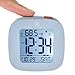 Marathon Compact Alarm Clock with Temperature & Date, Blue - Large, Easy to Read Display with Backlight - Easy to Set Up & Use - Two AAA Batteries Included