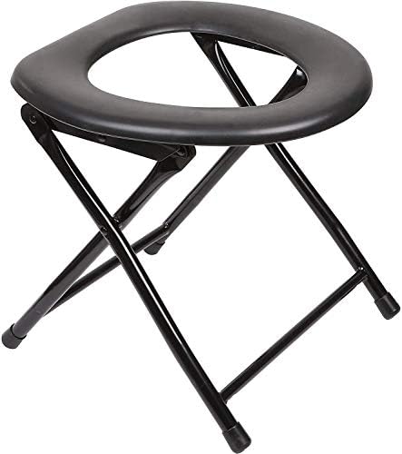 GHzzY Portable Toilet Stool for Camping - Folding Bedside Commode for Elderly,Disabled & Pregnant - Foldable Outdoor Commode Stool