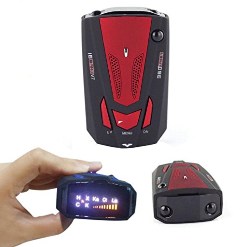 E-Bro 16 Band Radar Detector, Voice Alert and Car Speed Alarm System with 360 Degree Detection, City/Highway Mode Radar Detectors for Cars Red