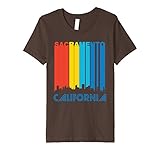 unisex-child Retro 1970's Sacramento California Downtown Skyline T-Shirt 8 Brown
