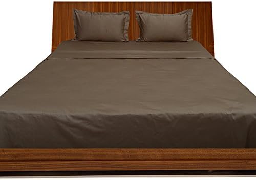 CozyKart California Queen 300TC 100% Egyptian Cotton Taupe Solid 4PCs WaterBed Sheet Solid Fits Mattress of depth (Pocket Size: 18 inches) Fitted and Flat sheet are attached at bottom