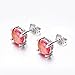 JunXin Three Color 925 Sterling Silver Round Cut Opal Stud Earring 7.5MM (Red)