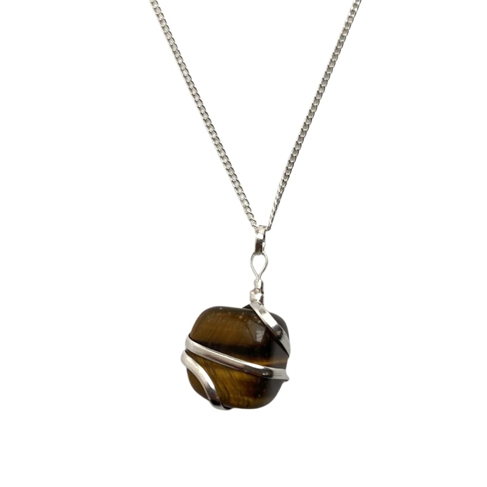 VIE Tumbled Stone Wire Wrap Pendant, 2-3cm (Tiger's Eye) — image 1
