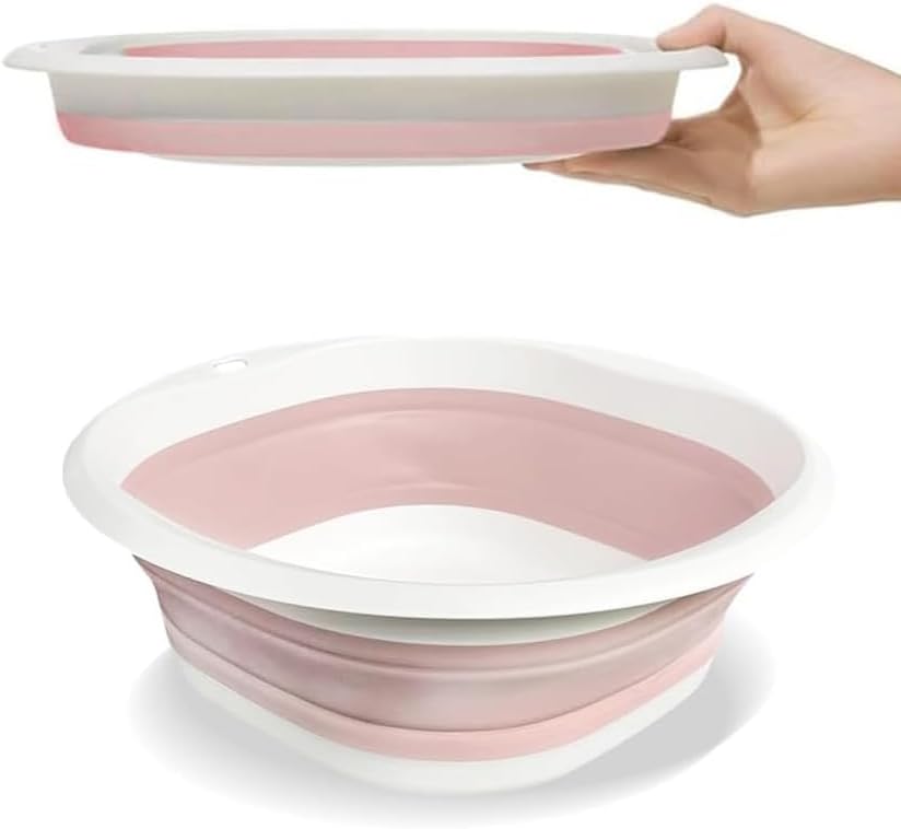 haoyuan 5L Collapsible Washing Up Bowl Foldable Portable Basin Pink