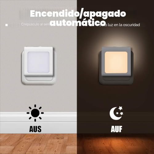Emotionlite Children's Night Light with Twilight Sensor, 2 Pieces Infinitely Adjustable Brightness Very Good for Children's Room, Staircase, Bedroom, Kitchen, Orientation Light