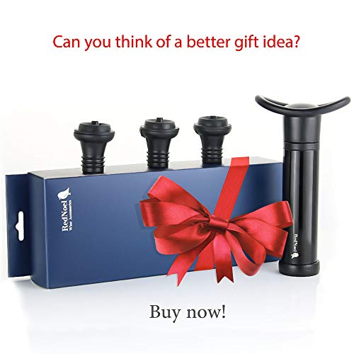 Wine Vacuum Bottle Preserver Saver - for Wine Preservation - Best Wine Sealer Kit - with 3 Vacuum Re-usable Wine Stoppers - Black