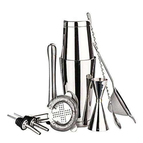 JJZXD Bartender KIT-Edelstahl Bartender-Werkzeuge mit Mischglas, Barlöffel, Sieb Cocktail Shaker Set