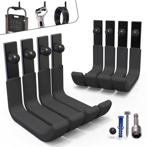 SunVFaFa 8 Hooks Wall Heavy Duty Garage Hooks for Hanging Storage J Holder Multipurpose Wall Tools Hooks for Sports Equipment (4 inch, 40 kg)