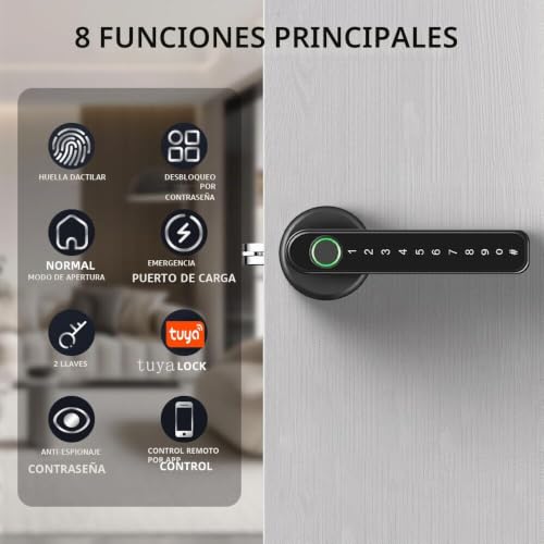 Xenocam Fingerprint Smart Door Lock with Keypad Handle for Home Apartment Office Front Door Bedroom Keyless Entry Door Lock