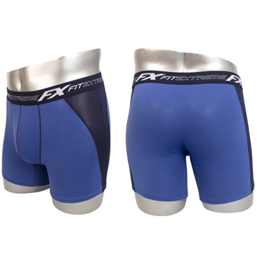 FITEXTREME Mens 3 Pack 2Way Mesh Cool Sporty Performance Stretch Long Boxer Briefs C L