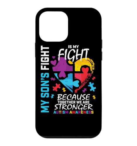 Mom Dad Puzzle Piece Heart My Son's Fight Autism Awareness Case for iPhone 12 m…