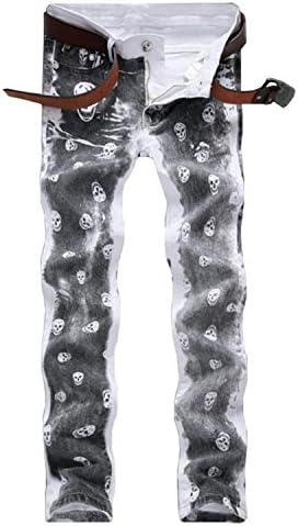 George Gouge Men Straight Slim Fashion Men's Print Jeans Pants Slim Fit Stretchy 3D Painted Jogger Jeans 901 29