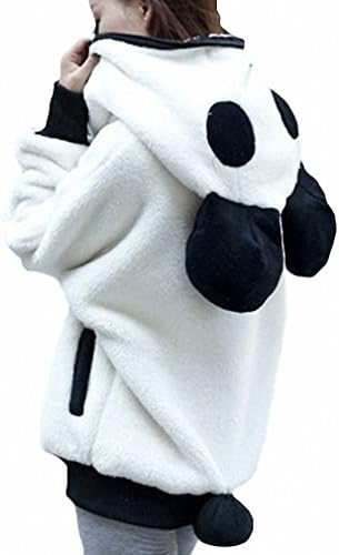 Korea Winter Fluffy Panda Ear Women Hoodies with Hood Wool Batwing sleeve Sweatshirt Casual Cute Outwear sudadera mujer White M