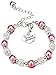 2 Pieces Granddaughter Bracelets Charm Heart Pendant Rhinestone Crystal Balls Faux Pearls Jewelry Gift (Pink A + Purple A)
