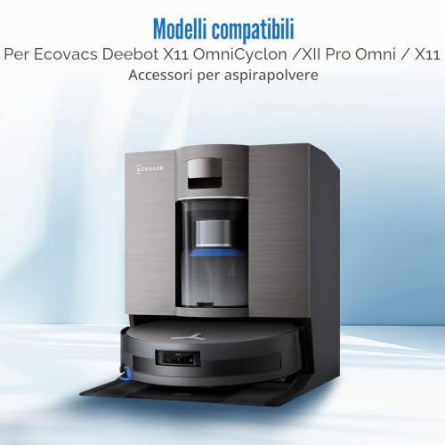 Set di 20 pezzi di ricambio per robot aspirapolvere ECOVACS DEEBOT X11 OmniCyclone/X11 Pro Omni, accessori: 2 spazzole principali, 6 filtri, 3 rulli, 6 spazzole laterali, 3 spazzole per la