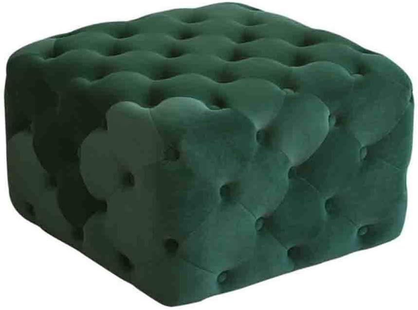 YCSD Square Buttoned Fabric Ottoman Footstool Change Shoe Bench Pouffe - 63 X63X 38cm (Color : Dark Green)