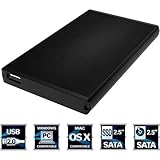 Sabrent Ultra Slim USB 2.0 to 2.5-Inch SATA External Aluminum Hard Drive Enclosure [Black] (EC-UK25)