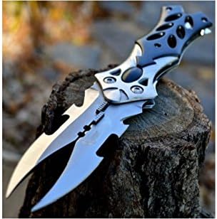 8.5" Dual Twin Blade Fantasy Cosplay Folding Pocket Knife Tactical Combat