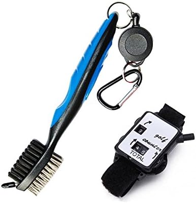 Golf Club Brush Groove Cleaner Golf Club Cleaning Brush With 2Ft Retractable Zip-Line Aluminum Carabiner Cleaning Tools Golf Beads Count Stroke Score Counter Scoring Tool Cleaner For Club & Shoes