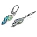 Sterling Silver Blue Green Amber Leverback Earrings