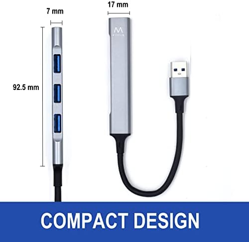 EW1144 USB A Hub, 4 Port Ultra Slim Data Hub, Hub con 3 USB A 2.0, 1 USB A 3.2 Port, Slim Type A Hub for Macbook Pro/Air, Laptop, PS5/PS4 and Mac OS, Windows, Android Systems, Aluminium